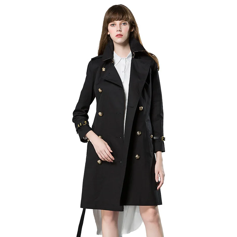 2018 High Quality Brand Woman Classic Double Breasted Trench Coat ...