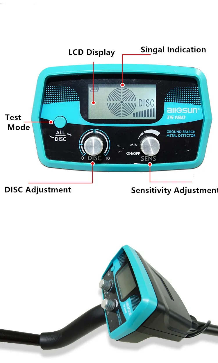 All-sun TS180 водонепроницаемый ручной металлоискатель Подземный Высокоточный малый тип инструмент для определения местоположения