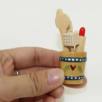 

Mini Wooden Kitchen Accessories Kitchenware Simulation Spoon Shovel Model Toy for Doll House Decoration 1/12 Dollhouse Miniature