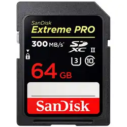 Sandisk 64 ГБ карты флэш-памяти Скорость до 300 МБ/с. Extreme Pro SDHC UHS-2 U3 Class 10 SDXPK карты 64 ГБ Для Спорта DSLR Камера