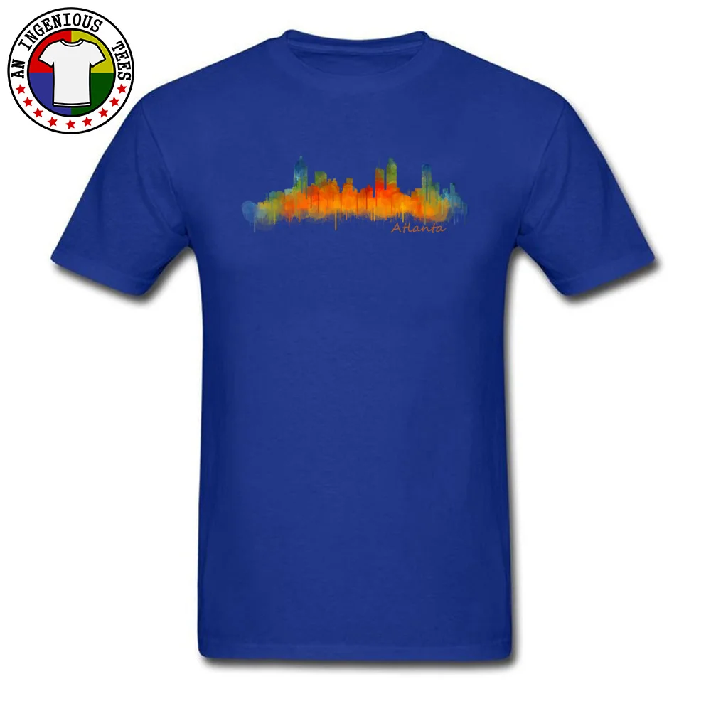 Street T-shirts 2018 Discount O Neck Atlanta City Skyline Hq v2 100% Cotton Men Tops Shirts Design Short Sleeve Tops Shirts Atlanta City Skyline Hq v2 blue