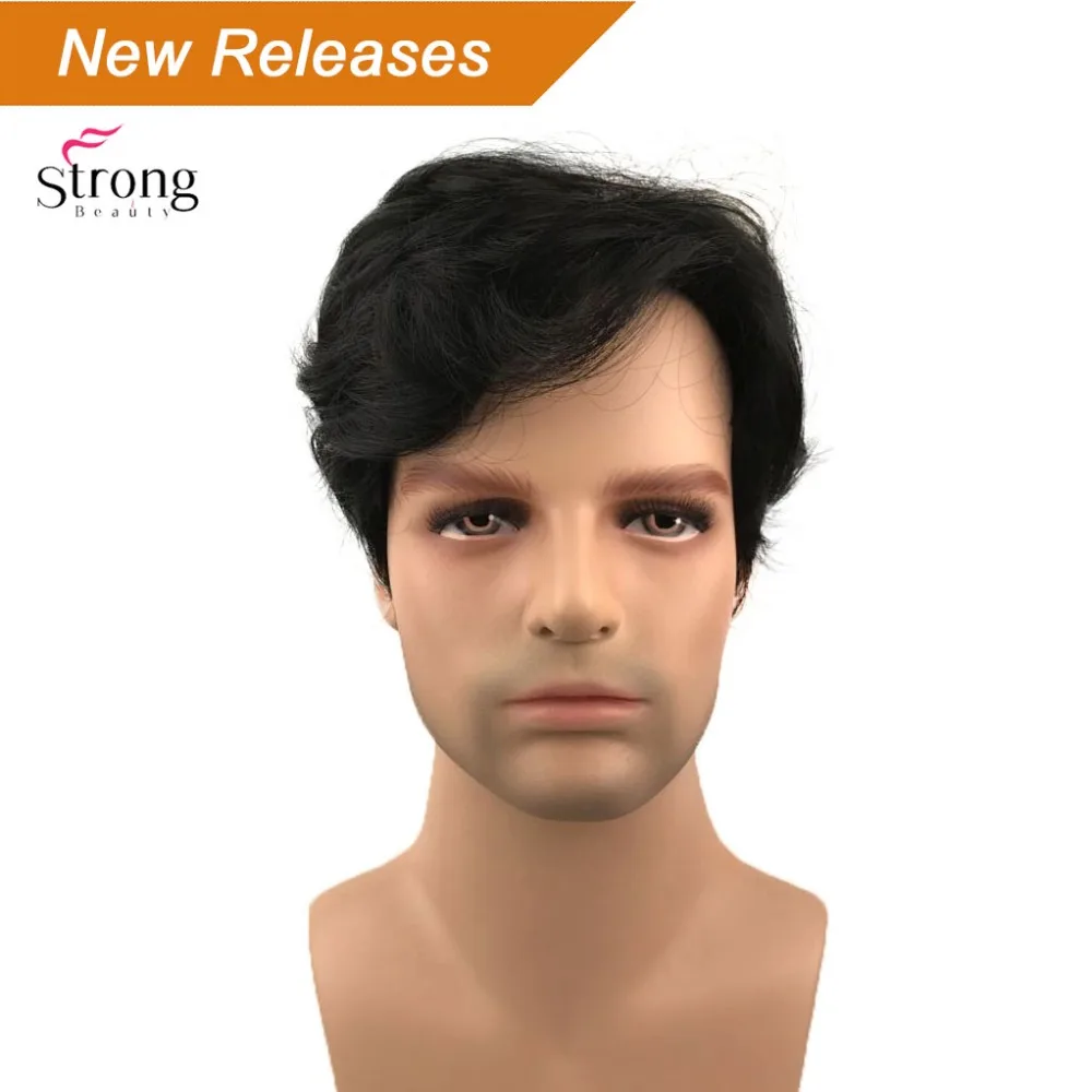 

StrongBeauty Black Short Full Wigs Synthetic Wig for Men
