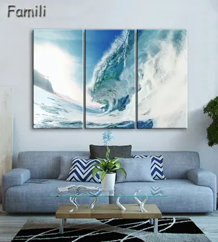 

3Pcs/set Frameless Wall Picture For Room Canvas Painting Waves Posters And Prints Christmas Pictures Decoration Wall Art