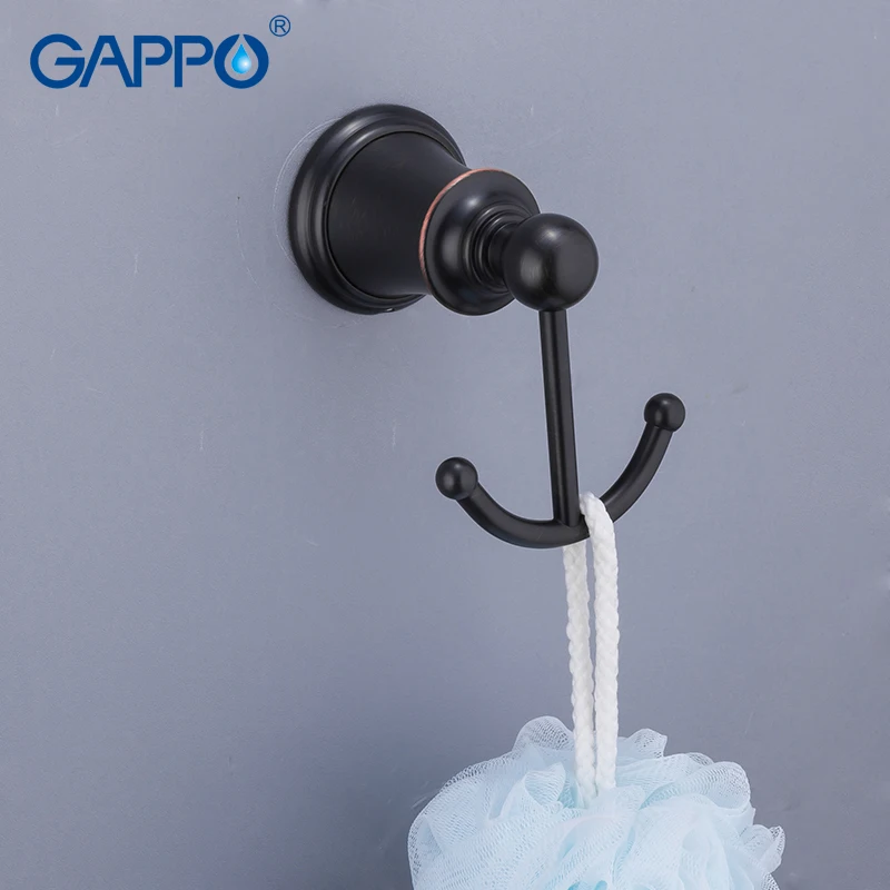 GAPPO Robe Hooks brass wall mounted clothesline bathroom drying rack accessories towel holder black | Обустройство дома