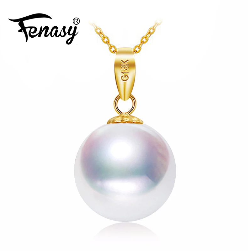 FENASY 18K Золотая подвеска 7-10 мм круглый жемчуг Akoya ювелирные изделия ожерелья и