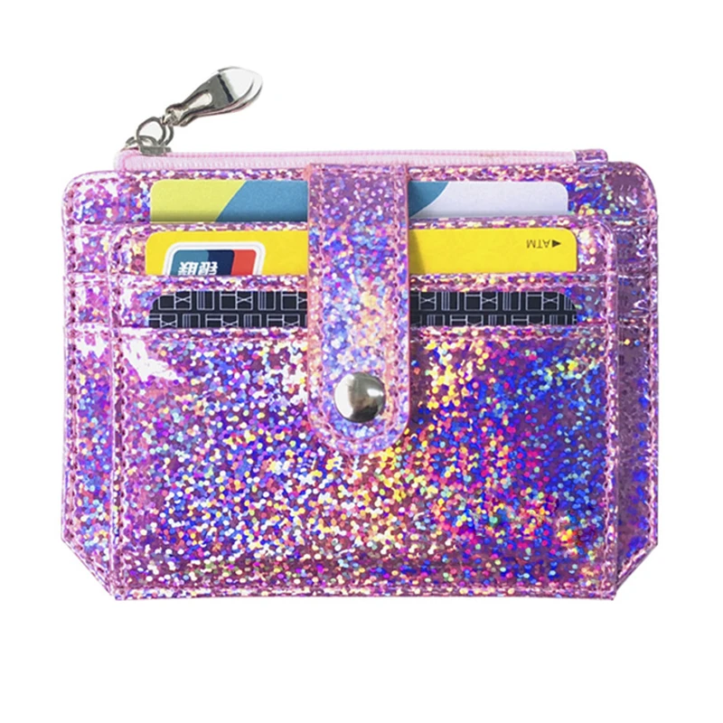 

Fashion Laser Card Case Holder 7 Bits Function Business Credit Passport PU Leather Bag Solid Color ID Women Men Card Wallet