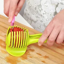 

Kitchen Tomato Slicer ABS Plastic Cutter Slicer Kitchen Gadgets Lemon Orange Fruit Knife Cake Holder Cooking Tool Free shipping