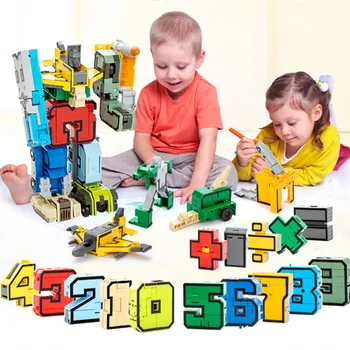 

15Pcs DIY Creative Transformation Number Blocks Sets Assembling Bricks Robot Toy Kids Brinquedos Deformation Toys For Children