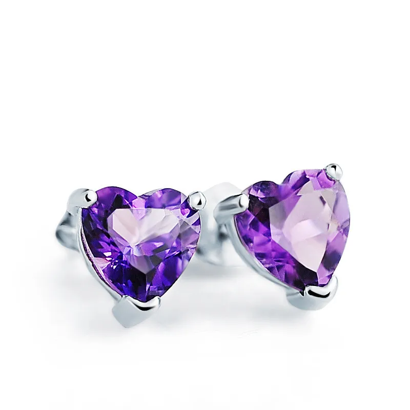 

925 Sterling Silver Crystal Heart Ear Piercing Stud Earrings for Women Wedding Jewelry Party Accessories pendientes eh1171