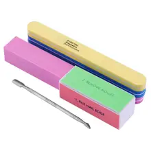 6 шт./компл. Профессиональный Маникюр маникюрный набор для шлифовки инструментов 100/180 файлы блок полировки 4 Стороны Полировка буферная омертвевшая кожа, кутикулы толкатель