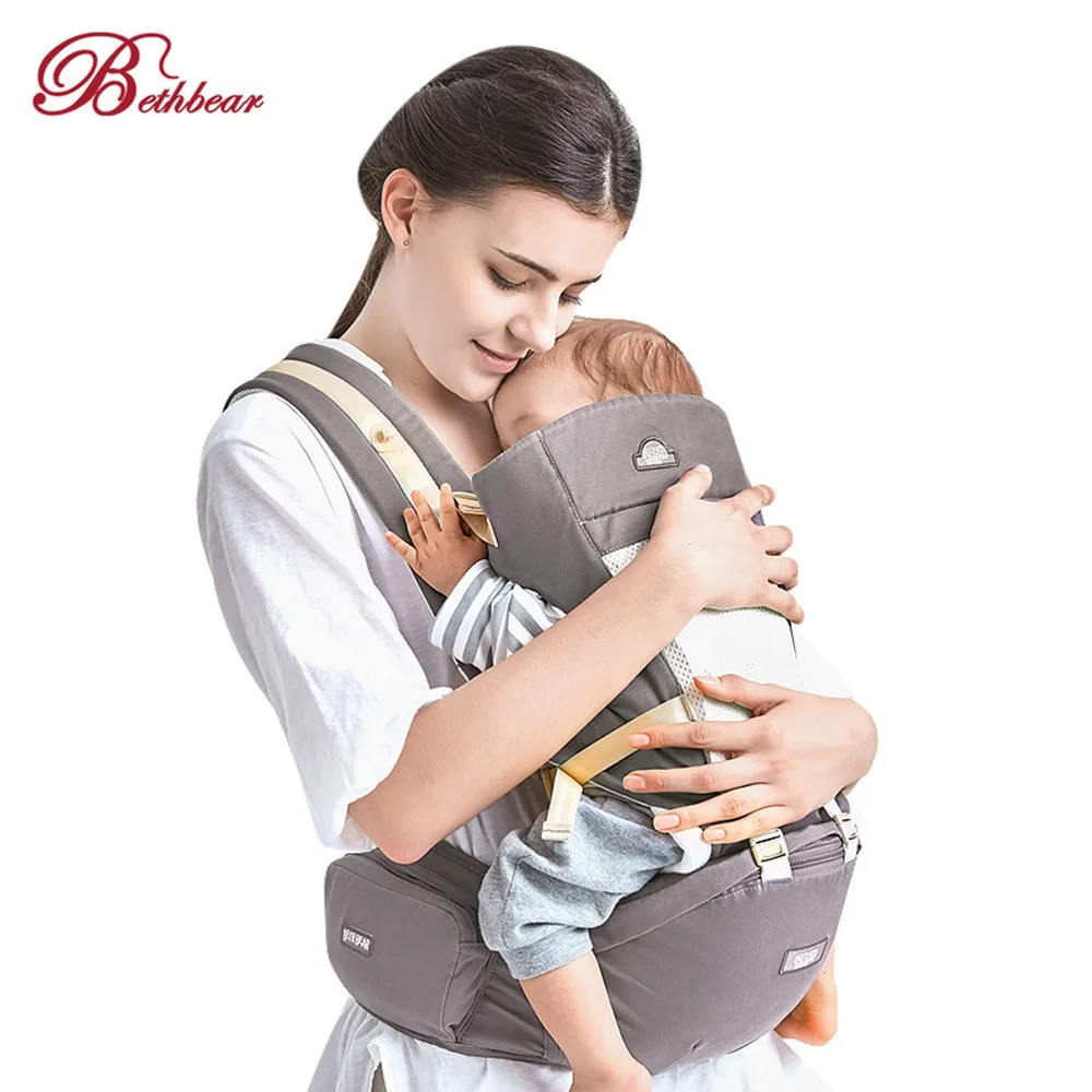 Beth-bear Baby Carrier 4 в 1 Хипсит Mochila Infantil Canguru Детские рюкзаки Bethbear слинг переноски новорожденных 0-36 месяцев - Цвет: Серый