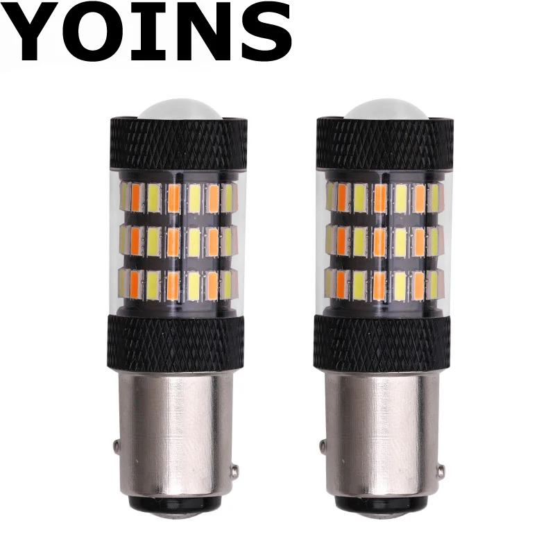 2Pcs 1157 BAY15D Dual Function Bulb Led Turn Signal Light White Amber
