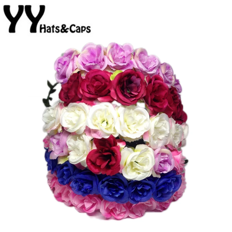 

Beautiful Wedding Garland Forehead Hair Head Band Women Spring Summer Flower Crown Beach Headwear Handmade Floral Headband YY076
