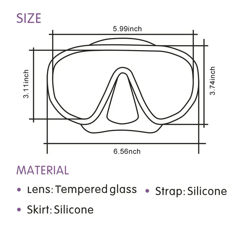 New Brand Professional Brand Diving Mask ,Seal Silicone Skirt Strap Snorkel Scuba Goggle With Great Vision Tempered Glass Adult