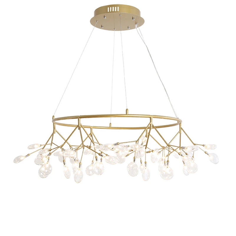 

Post modern circle firefly chandelier light creative design glass shade nordic art decoration G4 led lamp replace home shop room