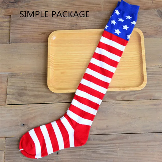 Women Thigh high Rolled Knee High Sock with usa flag patternin Socks