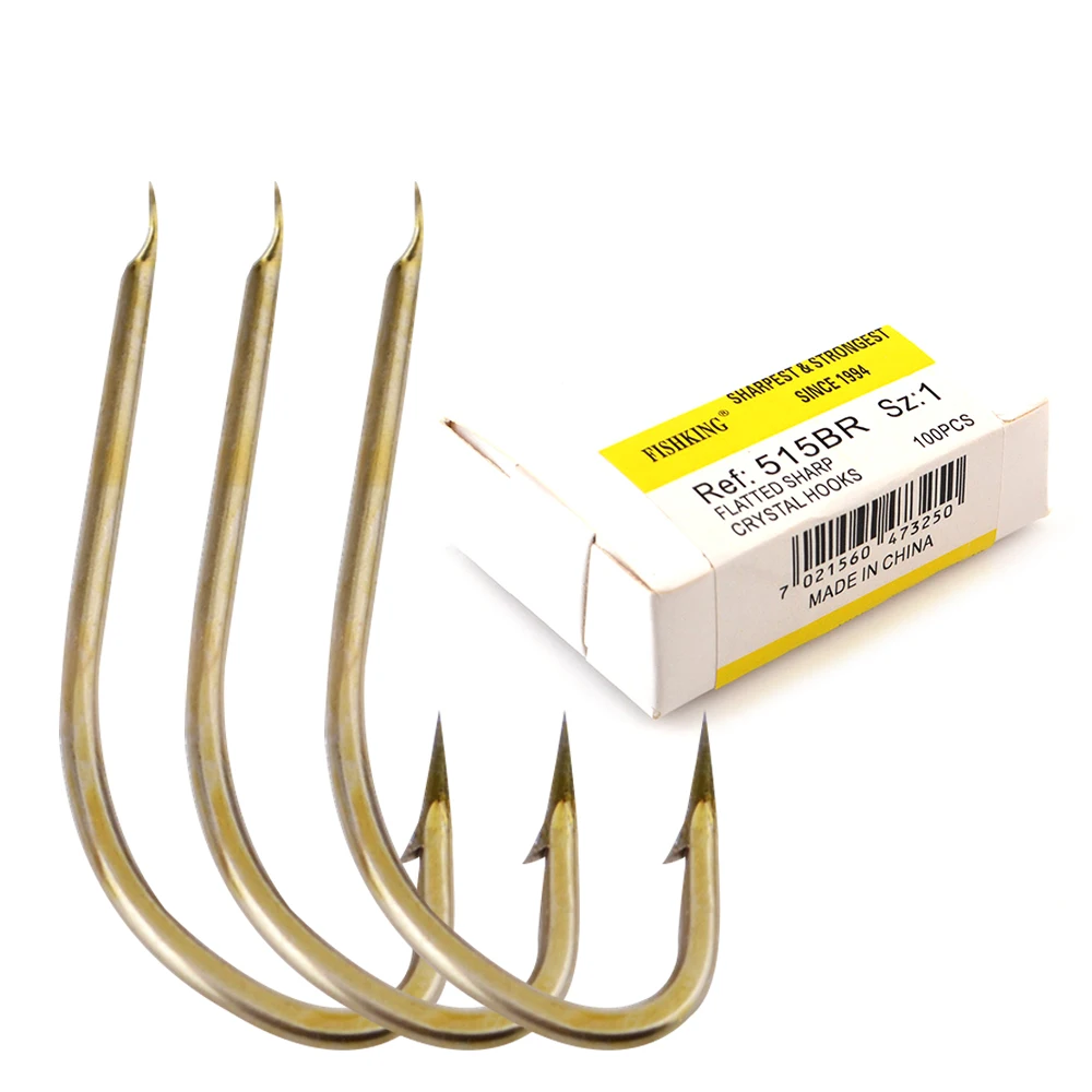 100PCSLot515BRHighCarbonSteelFlattedSharpBronzeCrystalHooks