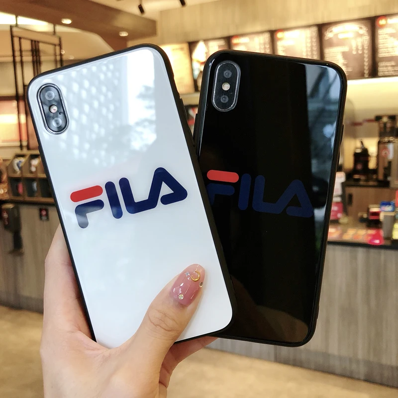 GYKZ Luxury Italy Sports Brand Glossy Phone Case For iPhone 7 X XS MAX XR 6 6s 8 Plus HD Glass Hard Fashion Trend Fundas Cover