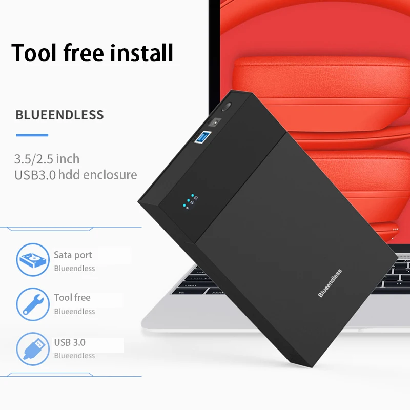 send from RU high speed USB 3.0 case sata for 6TB hard disk tool free hdd Enclosure portable (8)