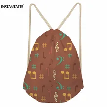INSTANTARTS Gym Sack Bag for Women Teenager Girl Casual Mini Drawstring Backpack Music Notes Print String Storage Bag Cinch Sack