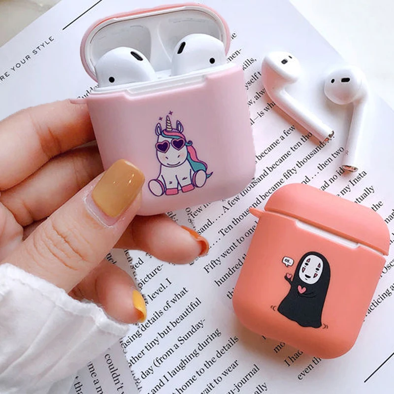Мягкий силиконовый чехол с милым мультяшным единорогом для Apple Airpods 1 2