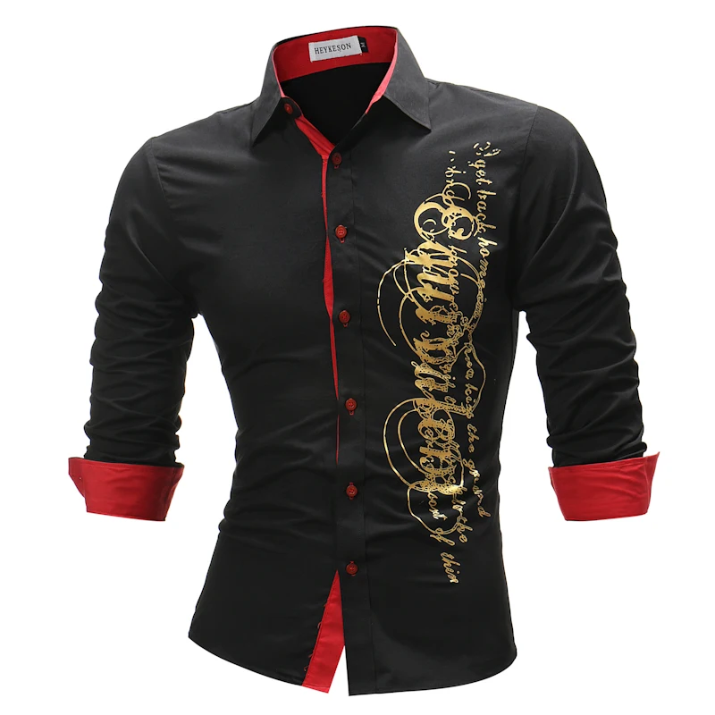 HaiFux бренд модная мужская рубашка с длинным рукавом Топы с принтом букв Мужские Рубашки приталенные мужские рубашки размера плюс 4XL - Цвет: HH