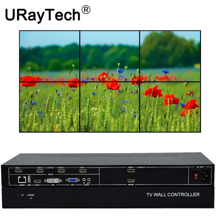 

6 Channels TV Video Wall Controller 2x3 3x2 for TV Video Splicing