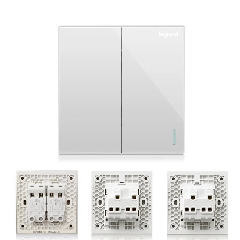 High Quality 2 Gang 3 Way Wall Switch Kit Magnolia White