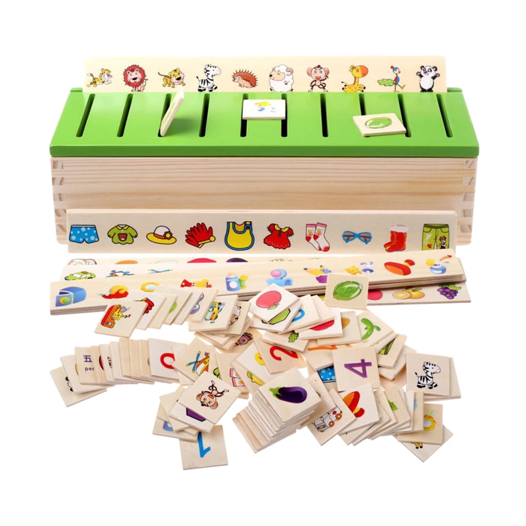 

Wood Montessori Sorting Toys Kit for Kids Learning Category Matching