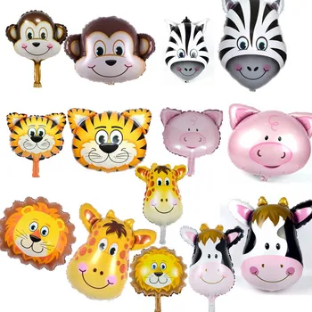 

Mini animal head Foil Balloons inflatable air balloon happy birthday party decorations kids baby shower party supplies