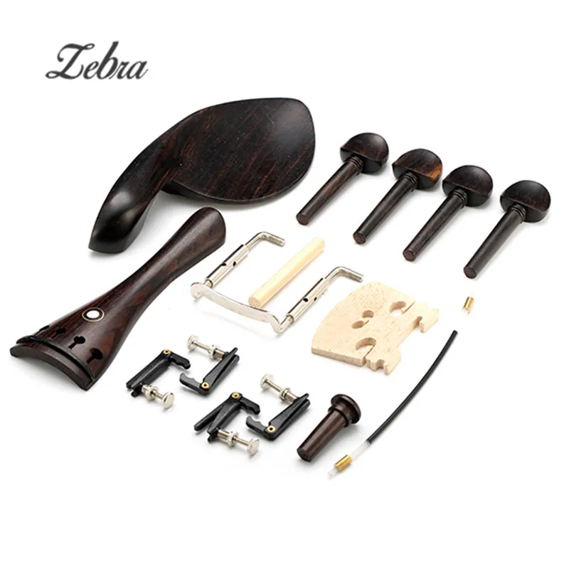 Comprar Piezas de Violín de cebra clavijas de cola chinest Maple Bridge Endpin Tuner Tail Gut Set para 4 4 piezas de ébano para violín y accesorios
