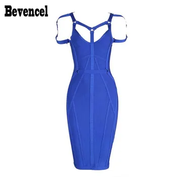 

Bevenccel 2020 New Women Bodycon Bandage Dress Spaghetti Strap Cut Out sequins V-Neck Celebrity Bandage Party Dresses Vestidos
