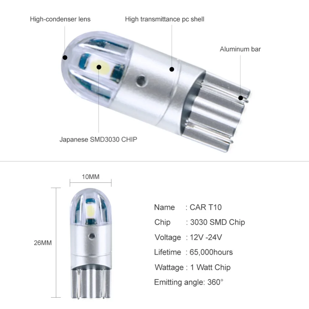 AcooSun 2 шт. автомобильный Стайлинг авто светодиодный T10 194 W5W Поворотная сигнальная лампа SMD 3030 светодиодный светильник без ошибок светодиодный светильник для парковки T10 автомобильный боковой светильник