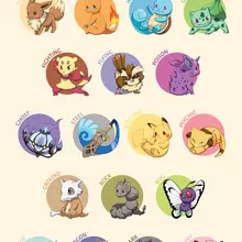 Pokemon tipo de gráfico bolsillo monstruos de dibujos animados Retro Vintage Kraft recubierto de cartel decorativo etiqueta de la pared DIY arte hogar Decoración regalo