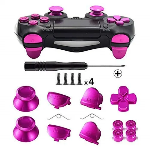 Buttons for Playstation 4, Aluminum Thumbsticks Analog Grip Bullet D-pad L1 R1 L2 R2 Trigger for PS4 V1 Old Controllers