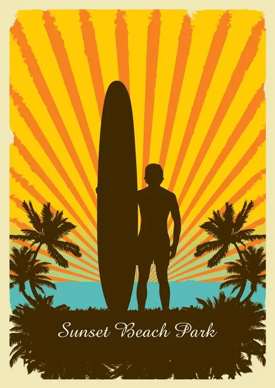 

Pop Art Surf at California America Vintage Retro Kraft Propaganda Poster Canvas Painting Wall Sticker Home Decoration Gift