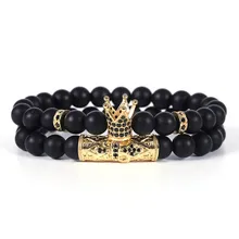 2 шт./компл. CZ браслет с короной бижутерия бисерный браслет Для мужчин в едином положении во время занятий легкой атлетикой для мужчин и для женщин bileklik pulseras Mujer Moda панк друзей