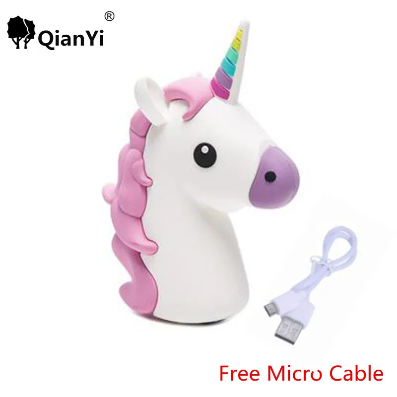  QianYi 2600mah Unicorn Power Bank Cute Portable Emoji PowerBank Charger Cartoon USB Battery Bateria For Iphone 4 5 6 SE Xiaomi  