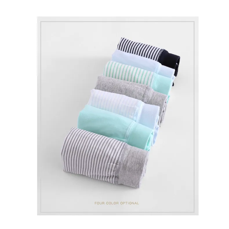 

7Pcs/lot Underpants Catamite Underpants Cotton Stripe Solid Color Children Four Angle Pants 7 Bar Gift Box Baby boxer underwear