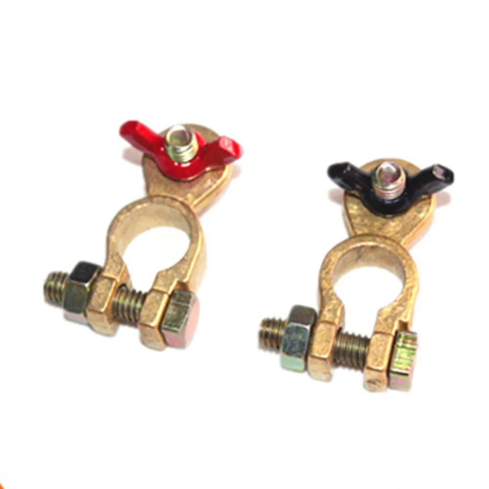2pcs Black/Red Wing Nut Marine Brass Battery Terminal Pos / Neg Stud