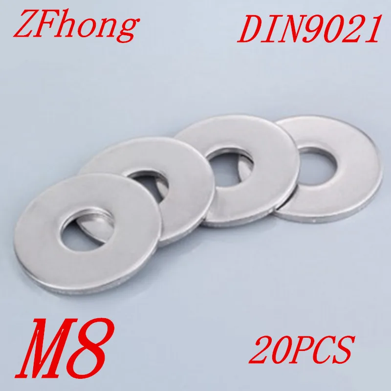 20pcs DIN9021 M8 A2 Stainless Steel Large Size Flat Washer Washersin