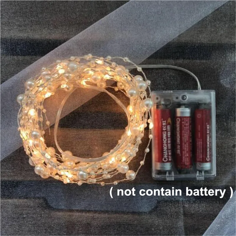 

2M 5M 10M Vintage Pearl Fairy Holiday Lights 100Leds AA Battery Power Flexible String Lights For Xmas Party Wedding DIY Lighting