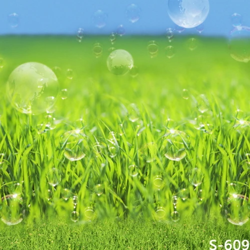 Rumput hijau latar belakang anak anak air gelembung pernikahan Vinyl