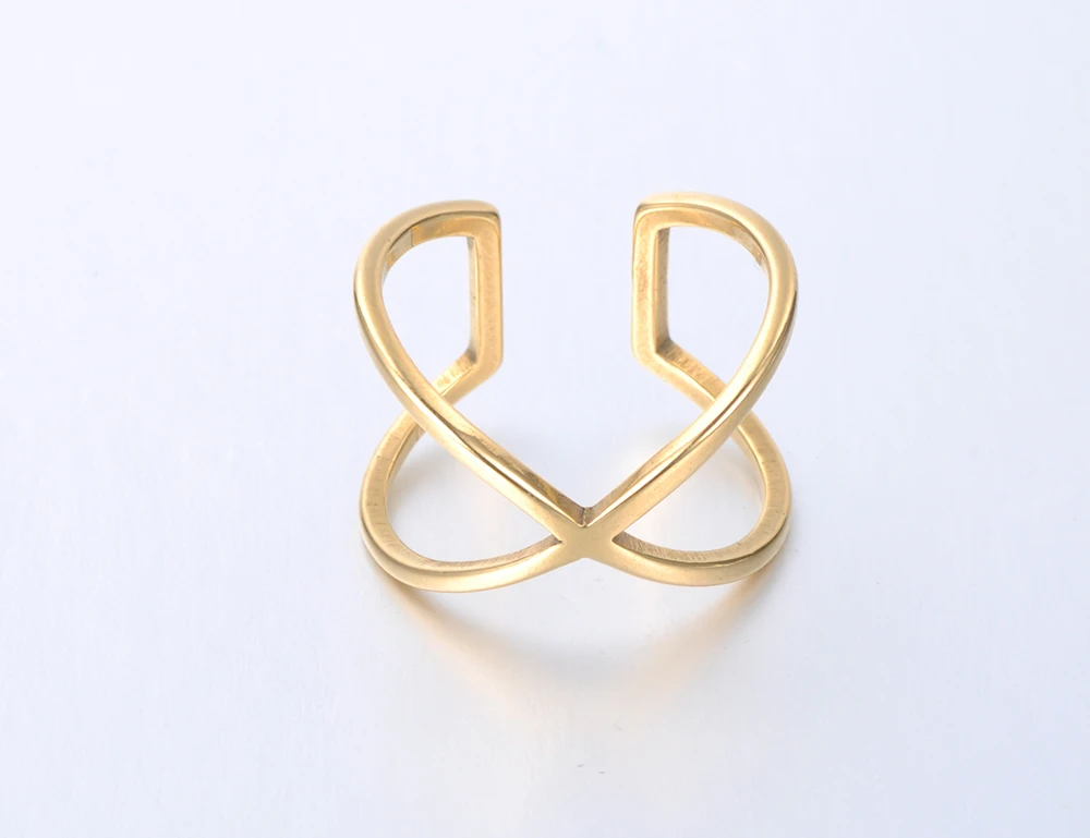 YiKLN Новые Модные полые X Shapae кольца на годовщину золотого цвета из нержавеющей стали обручальное кольцо ювелирные изделия для женщин Anillo YR18062