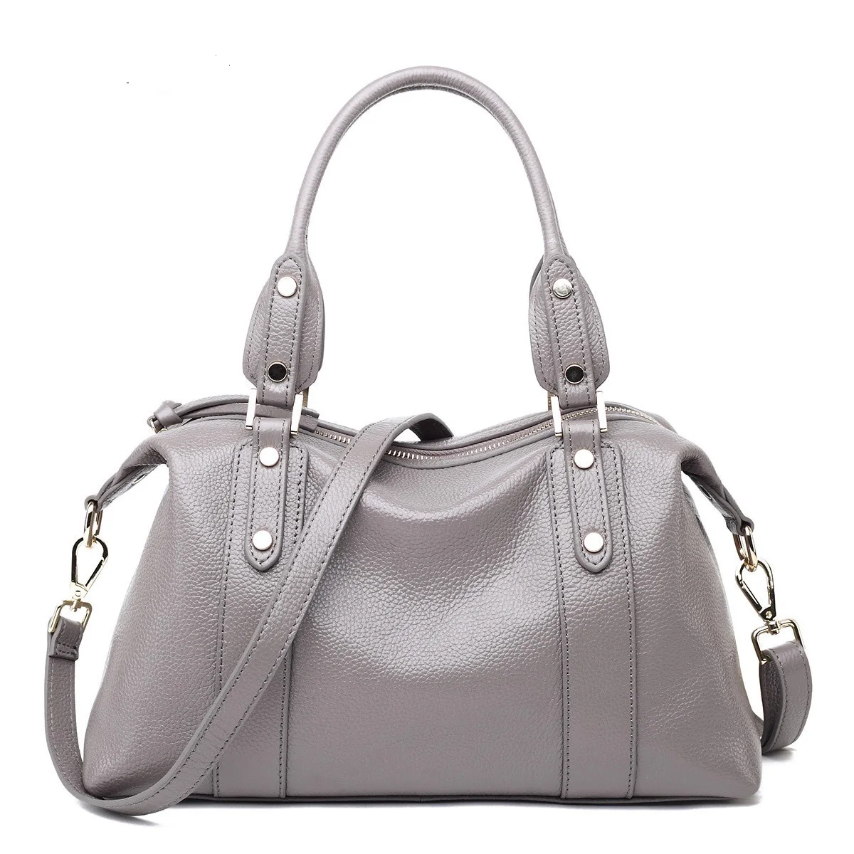 Cuir noir Pour 2018 1201 Mode Main Souple Couche De Nouvelle Sacs En À Tête Femmes Grey Femme Sac Vache Bandoulière Rivet RwTR0qB