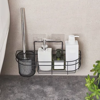 

Toilet storage rack simple modern punch-free bathroom toilet brush cleaner shelf bathroom accessories Sundries