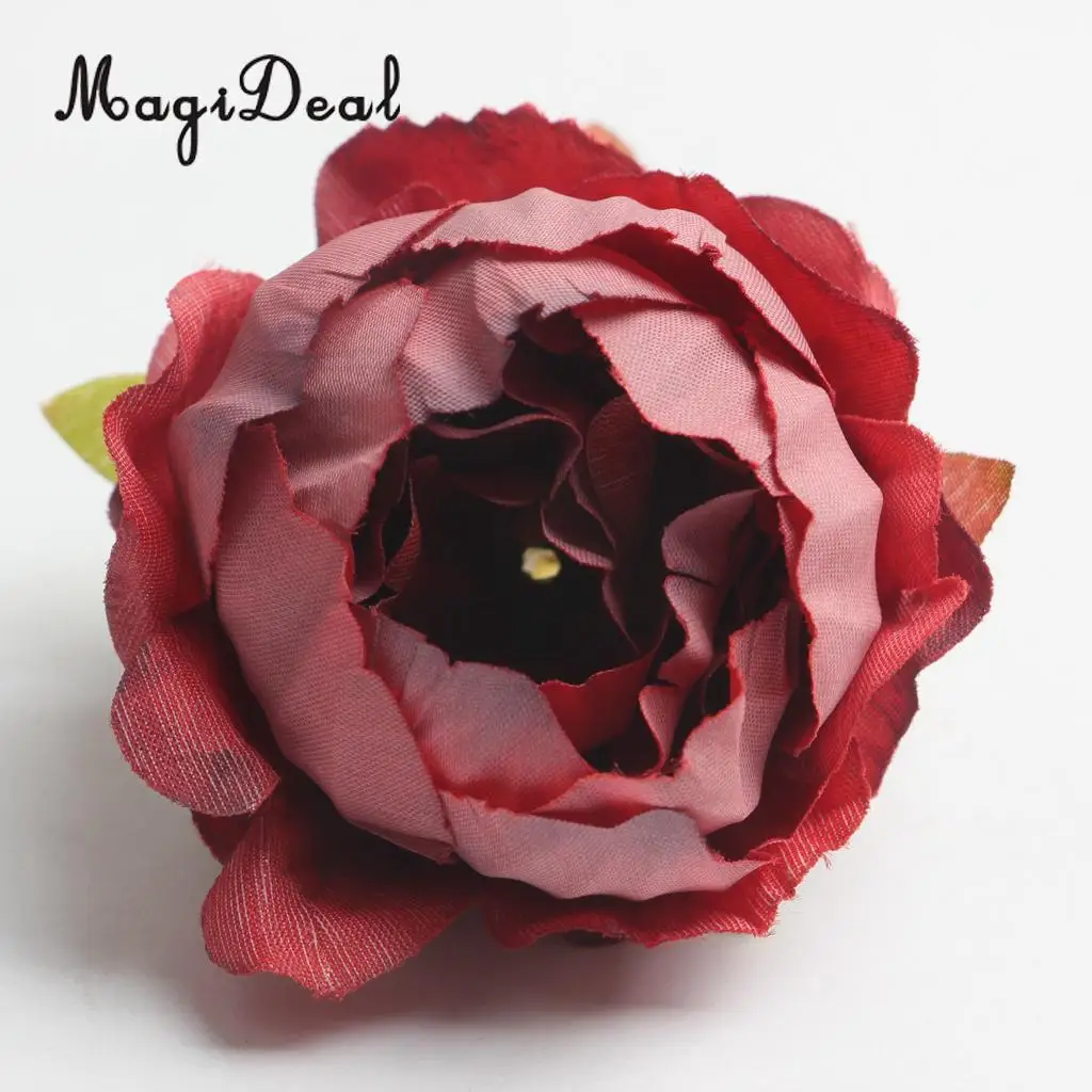 MagiDeal Beautiful 10Pcs Artificial Silk Rose Flower Head for Wedding Corsage Flower Ball Garland Curtains Decor 10 Color Option