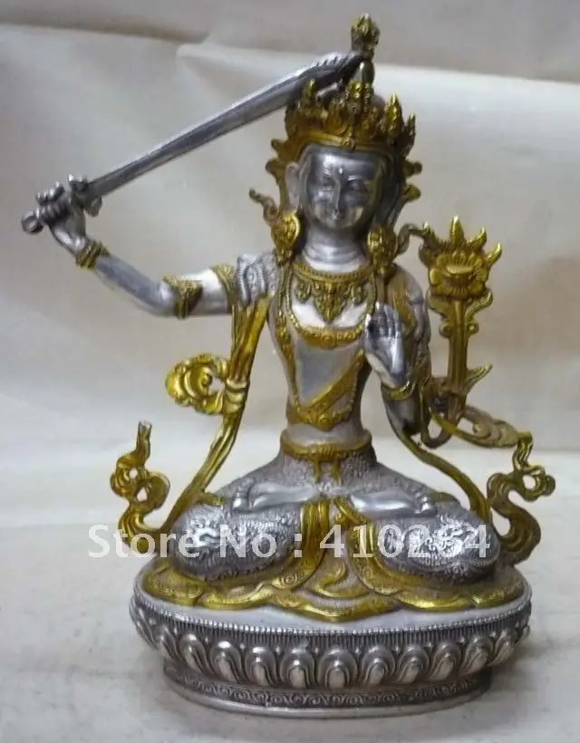 

0116P $old craft$ Fast shipping shaveling excellent Tibet Silver Buddha statue (A0314)