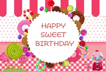 

Laeacco Pink Princess Backdrops Birthday Party Candy Bar Lollipops Dessert Baby Cartoon Photo Backgrounds Photocall Photo Studio