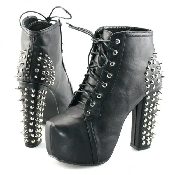black_lace_up_boots_chunky_heel_platform_shoes_with_rivets